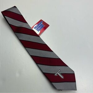Troy University Burgundy Gray Stripe 100%‎ Silk Neck Tie Office Work Preppy NEW